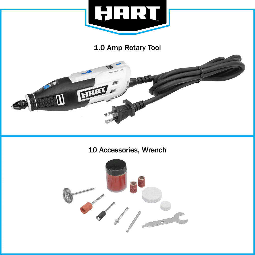 1 Amp 2-Speed Rotary Tool Kit with 10 Accessories Q13009