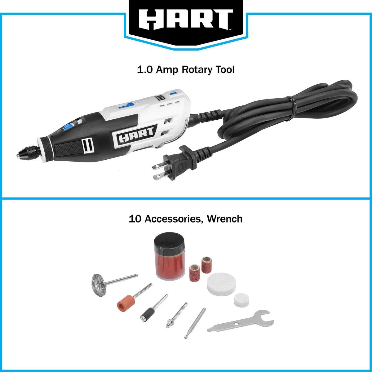 1 Amp 2-Speed Rotary Tool Kit with 10 Accessories Q13009