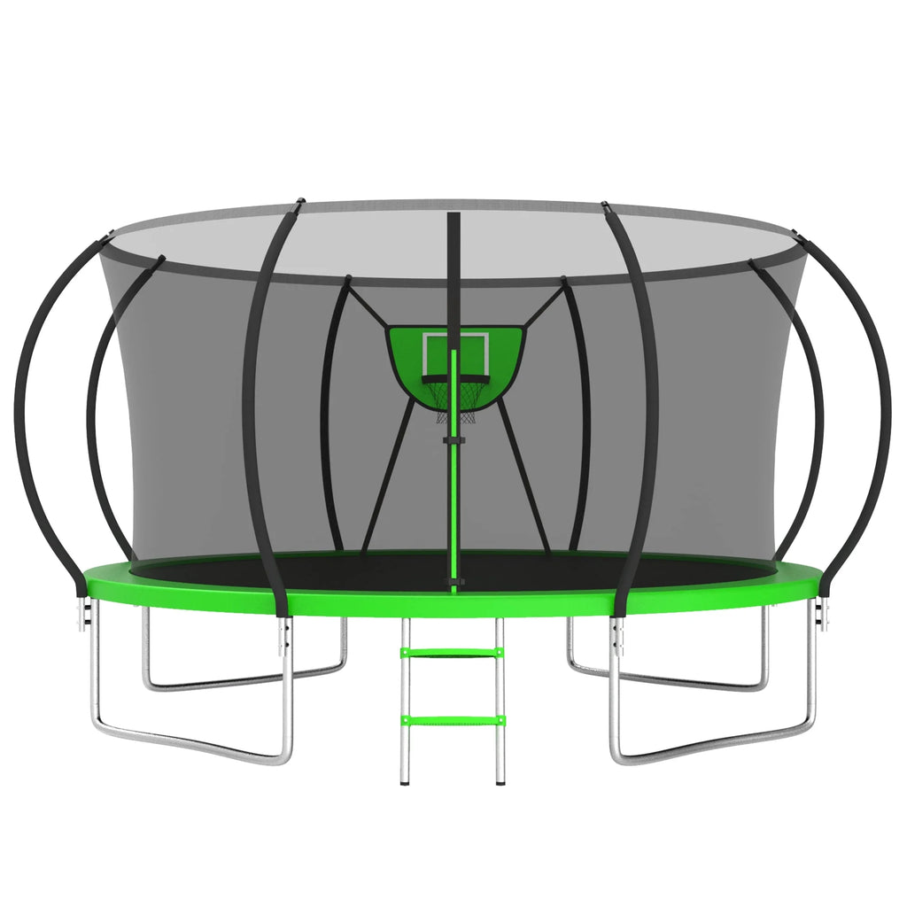 12FT Heavy Duty Trampoline with Enclosure and Basketball Hoop U887105