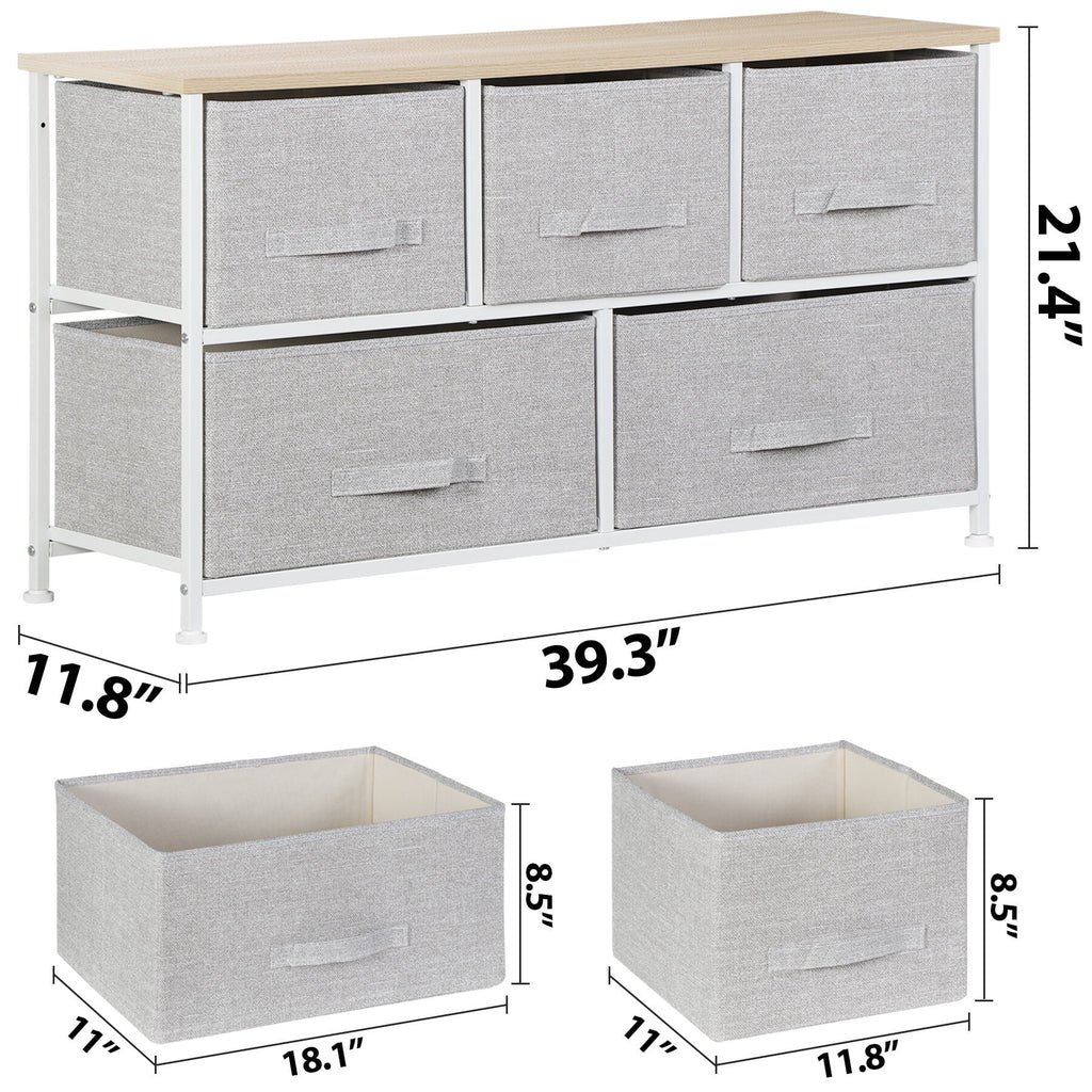 Brown 5 Drawer Fabric Dresser N930