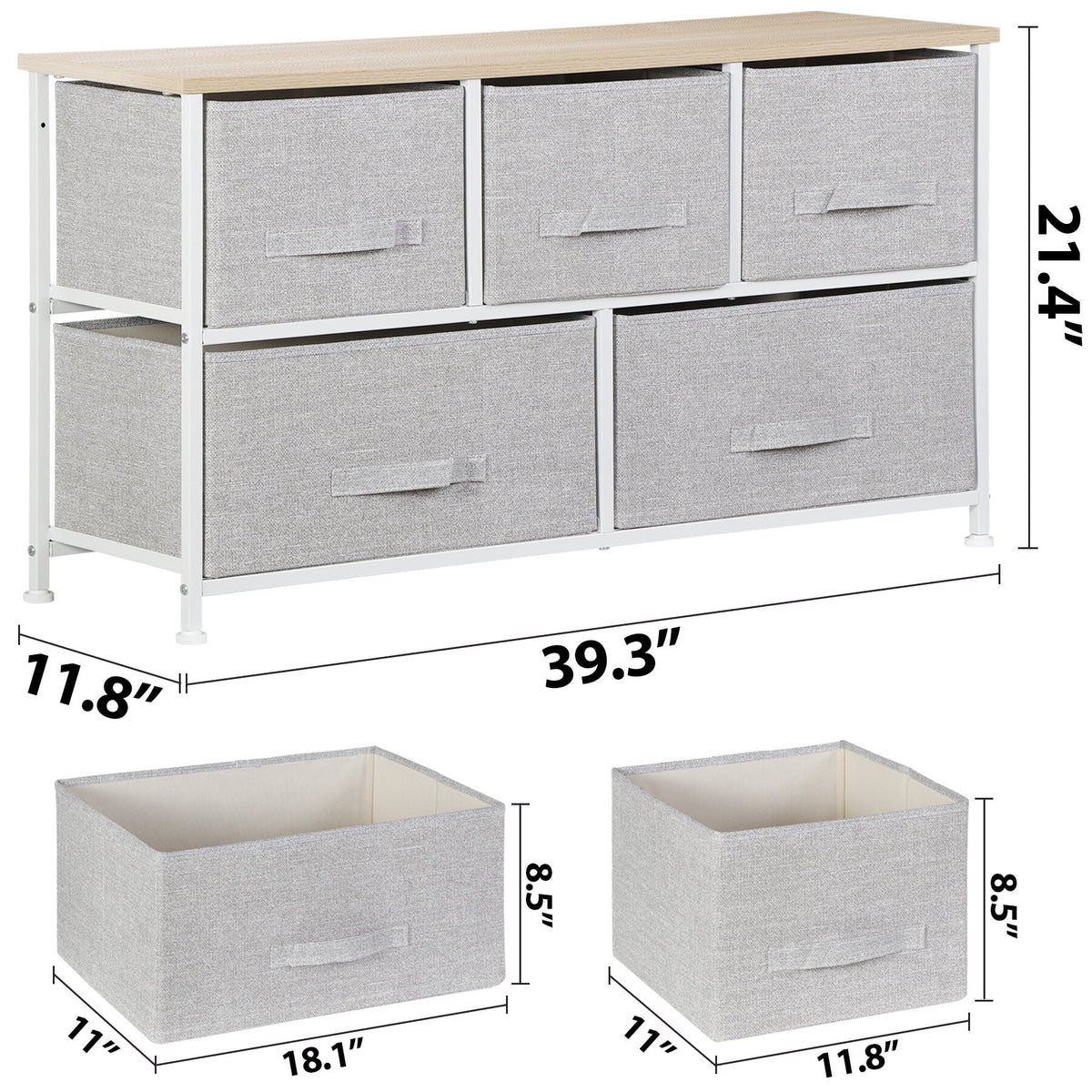 Brown 5 Drawer Fabric Dresser N930
