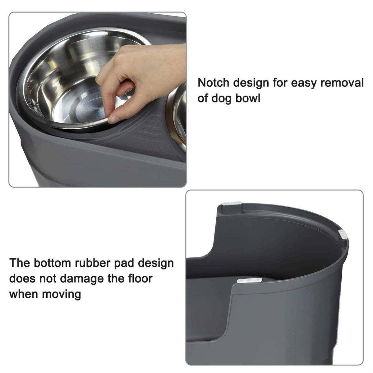 Raised Stainless Steel Dog Bowls Adjustable Double Bowl with Stand C540688