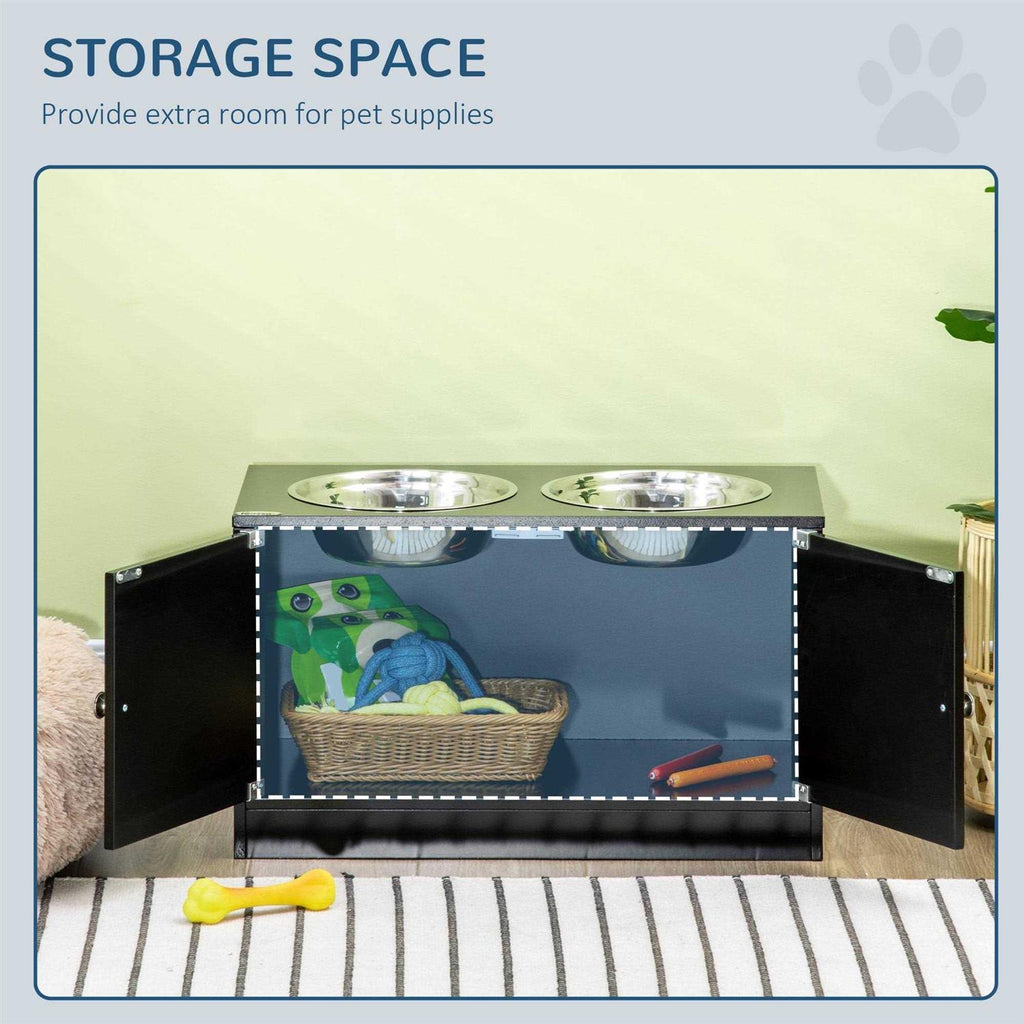 Large Elevated Dog Bowls with Storage Cabinet V52763