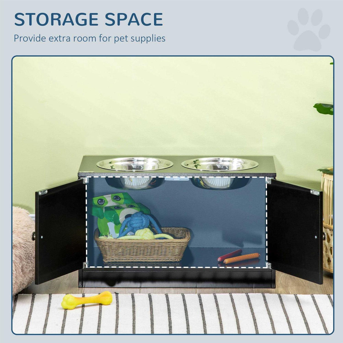 Large Elevated Dog Bowls with Storage Cabinet V52763