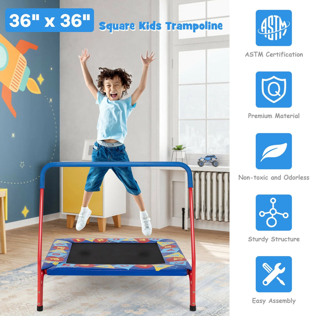 36'' Kids Square Trampoline with Foam Handrail C86932
