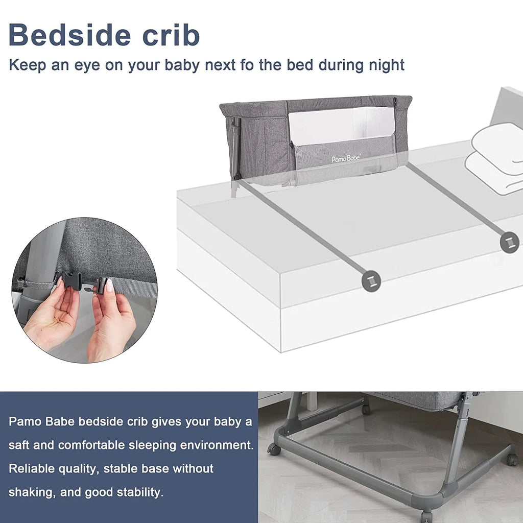 Grey Bassinet with Wheels and Folding Frame B24178