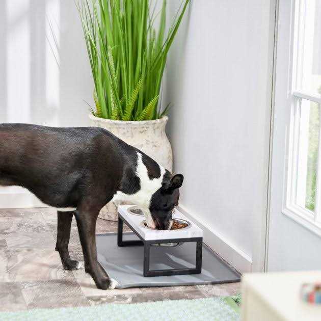 Marble Print Stainless Steel Elevated Dog Bowl H837