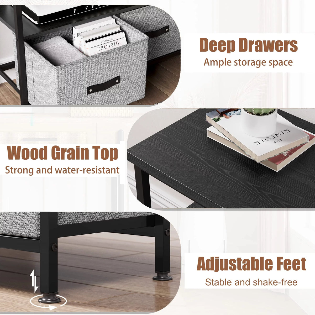 Grey Dresser TV Stand with Drawers and Shelves L25324