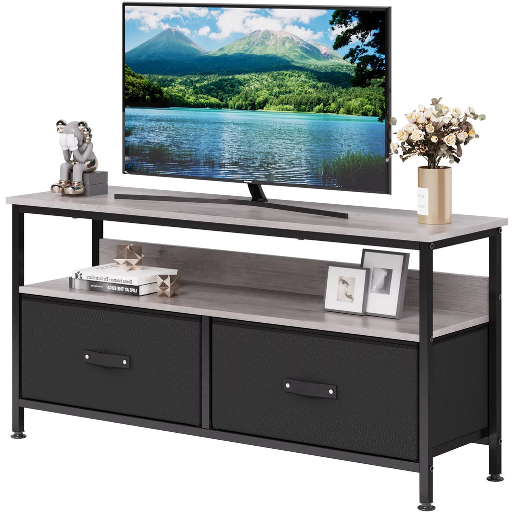 Grey Dresser TV Stand with Drawers and Shelves L25324