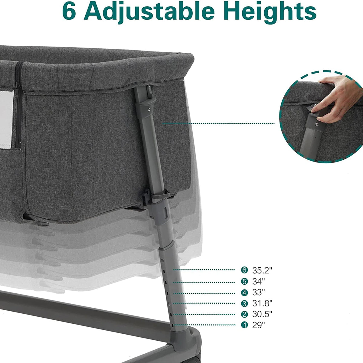 Grey Bassinet with Wheels and Folding Frame B24178