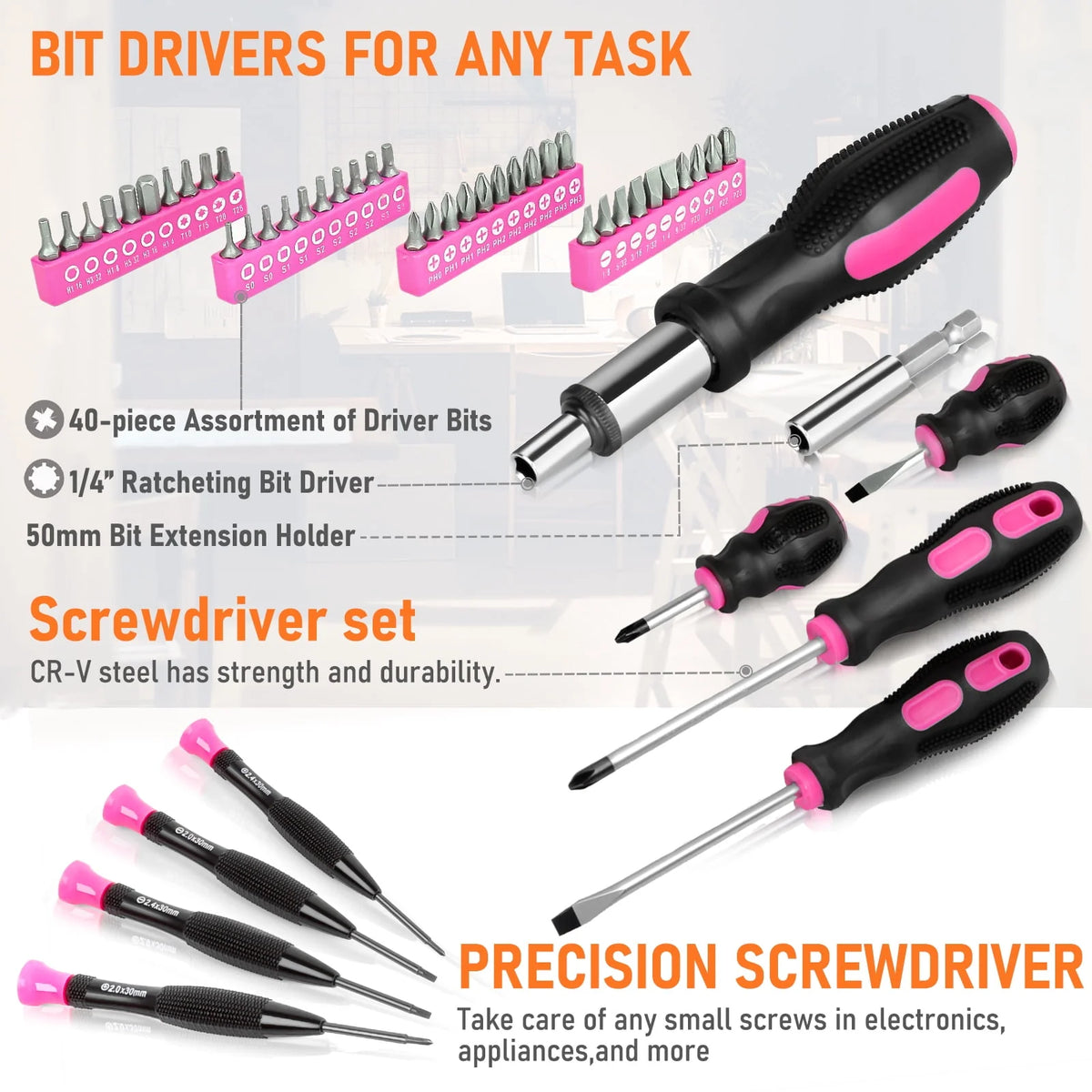 Pink 207 Piece Portable Tool Set B937