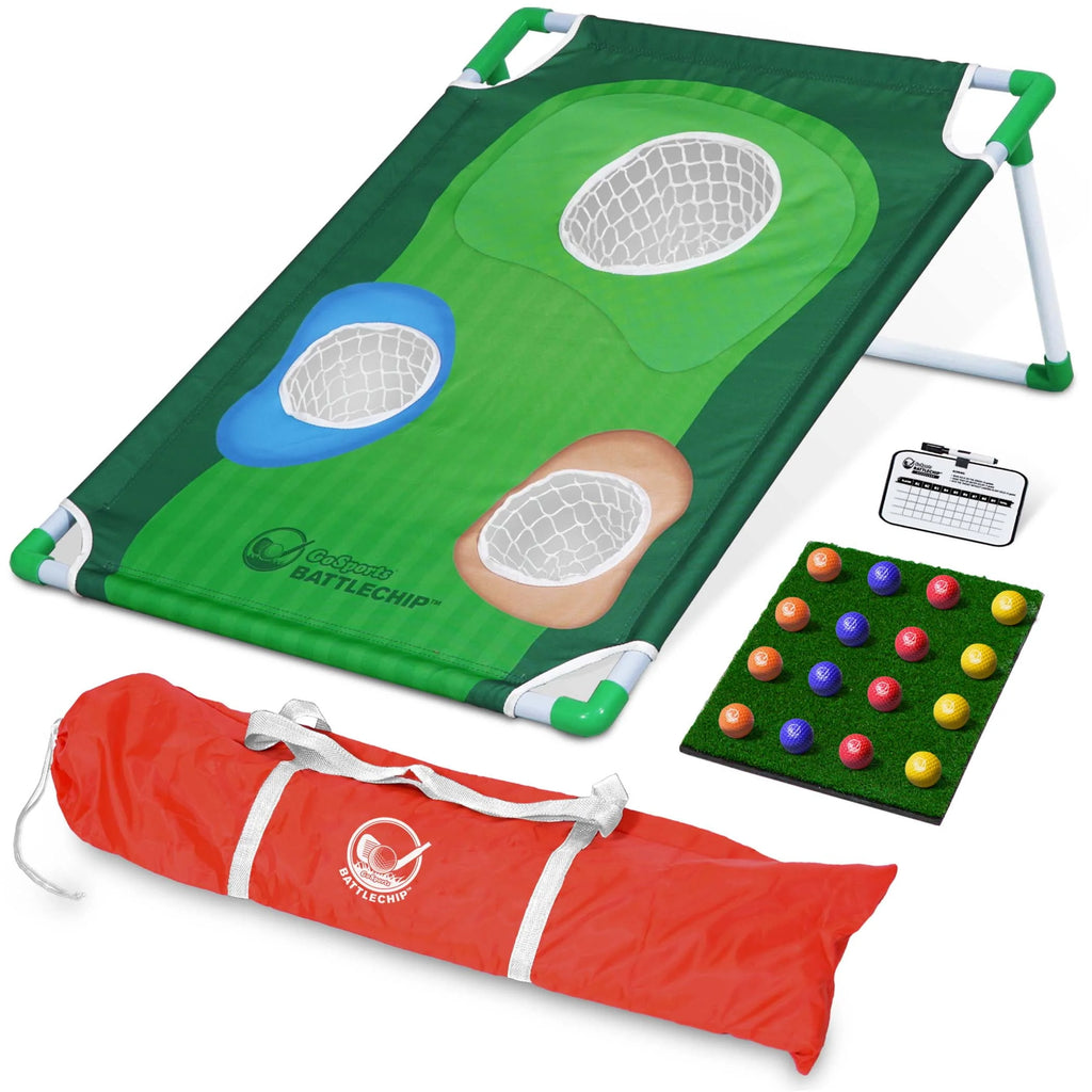 Backyard Golf Cornhole Game with Chipping Target, 16 Foam Balls, Hitting Mat and Carrying Case P258