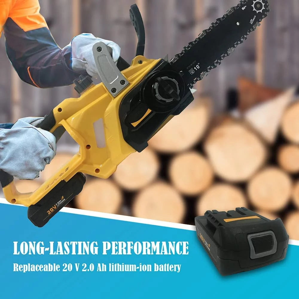 Cordless Chainsaw, 10-inch Brushless Chain Saw with 20V Rechargeable Batteries and Charger F847997