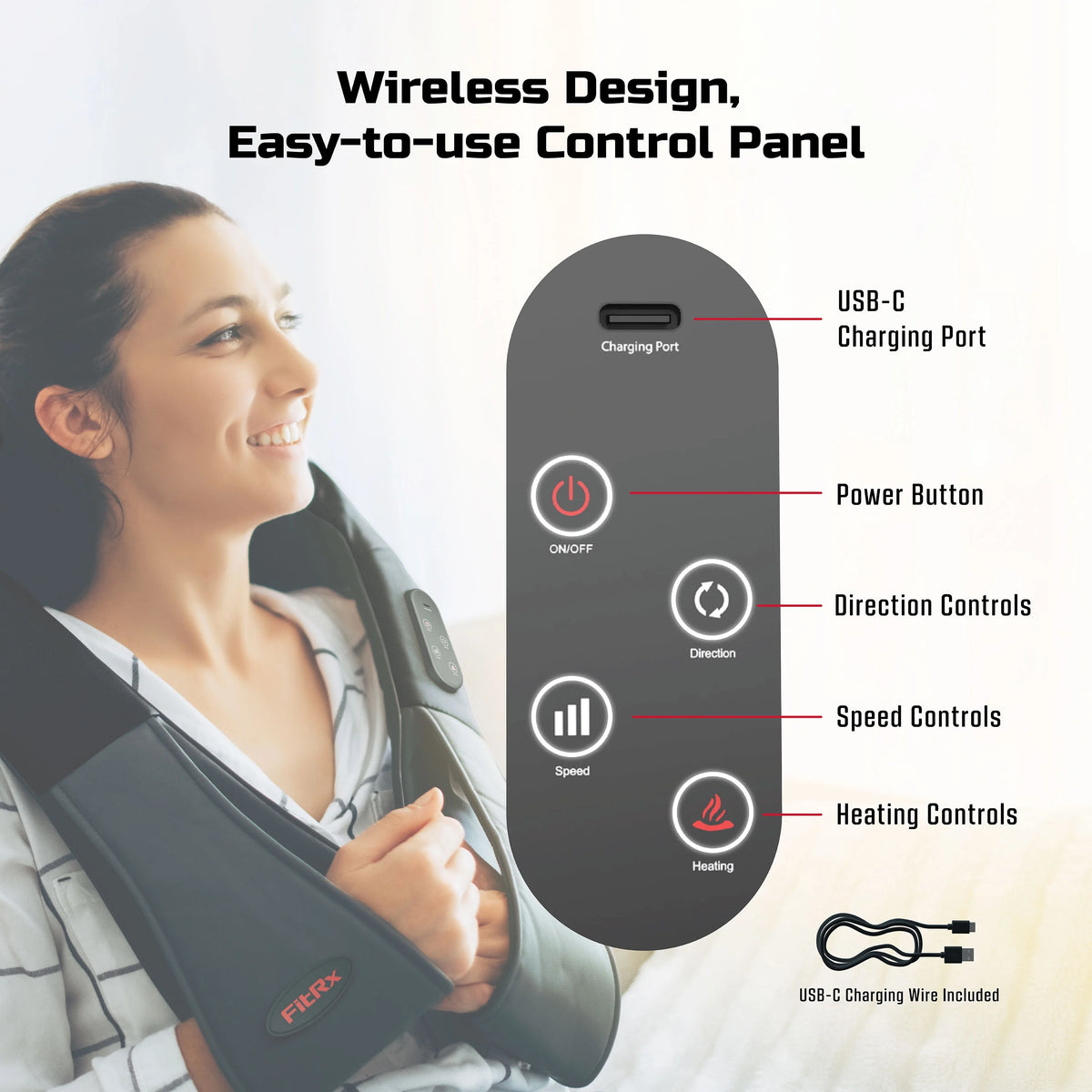 Cordless 3D Shiatsu Neck and Back Massager with Heat N19770