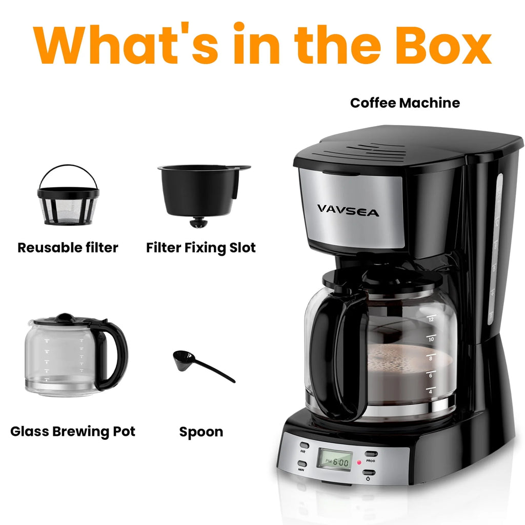 12 Cup Programmable Drip Coffee Maker with Glass Carafe W877