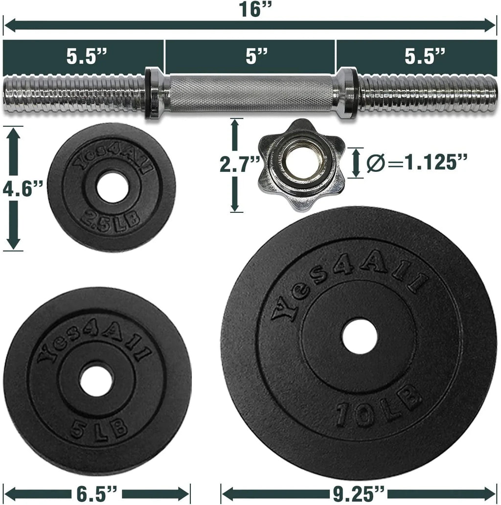 50 lbs Adjustable Cast Iron Dumbbell Set M801
