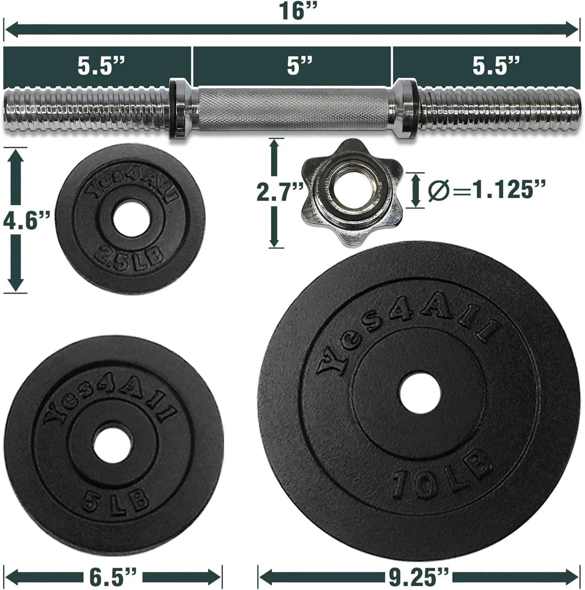 50 lbs Adjustable Cast Iron Dumbbell Set M801