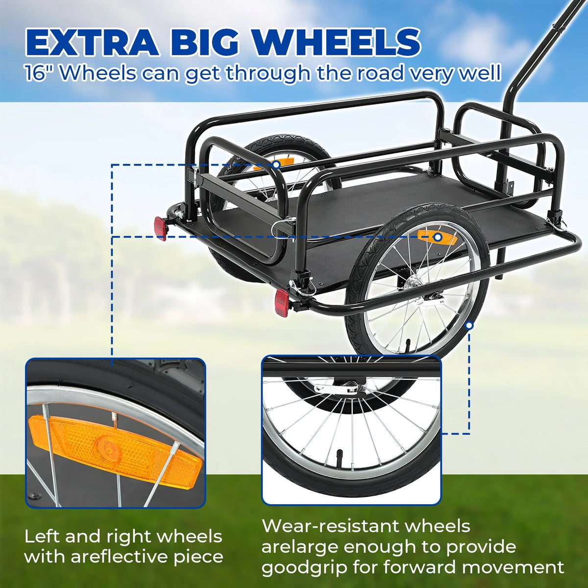 Foldable Bike Cargo Trailer with 16'' Wheels K719
