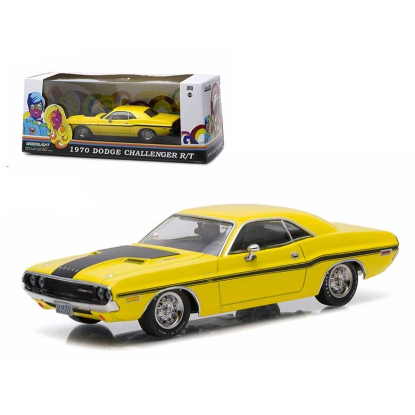 1970 Dodge Challenger R/T Yellow with Black Stripes 1/43 Diecast Model Car N361