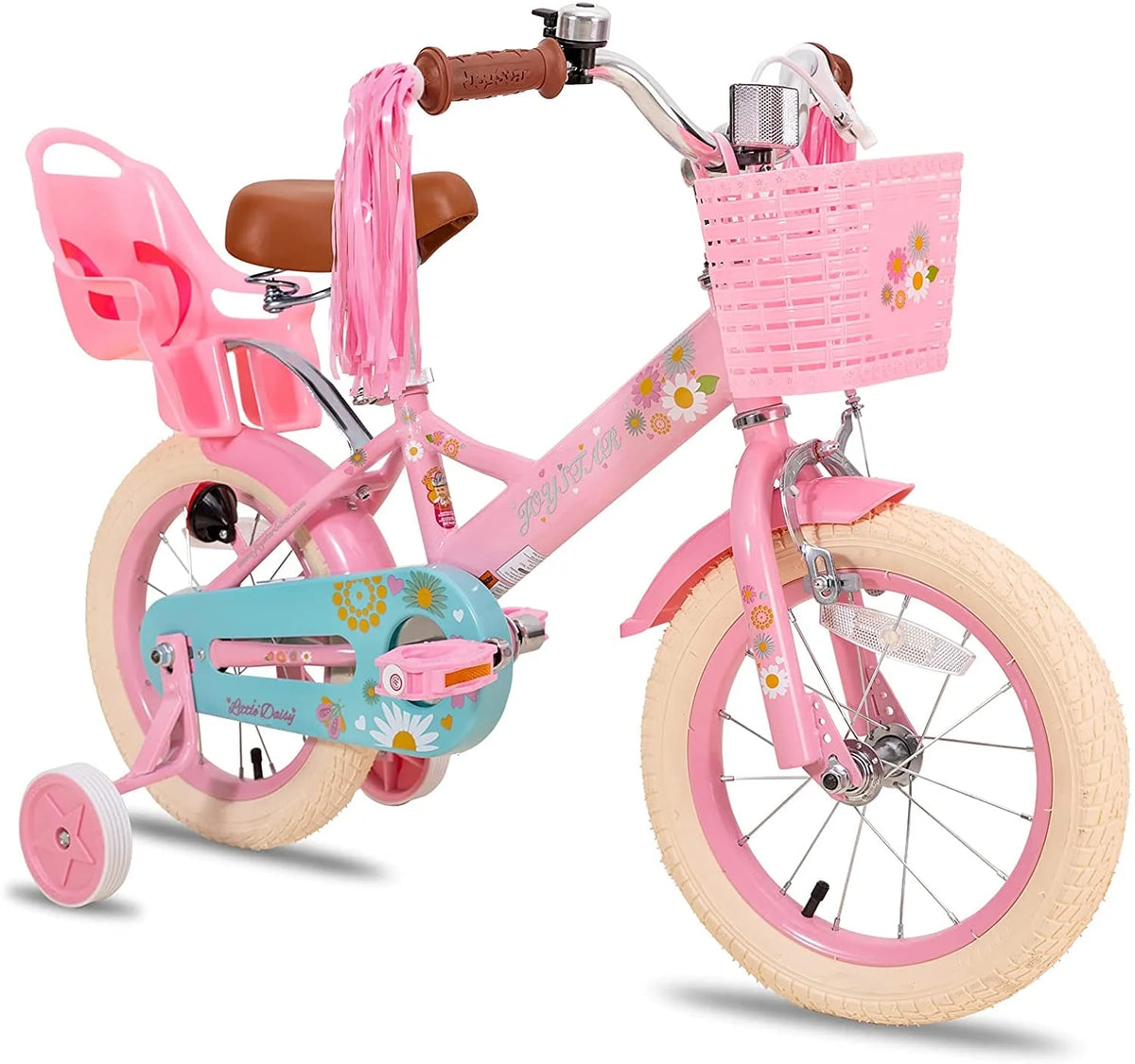 12 Inch Kids Bike with Training Wheels and Basket Pink A3176