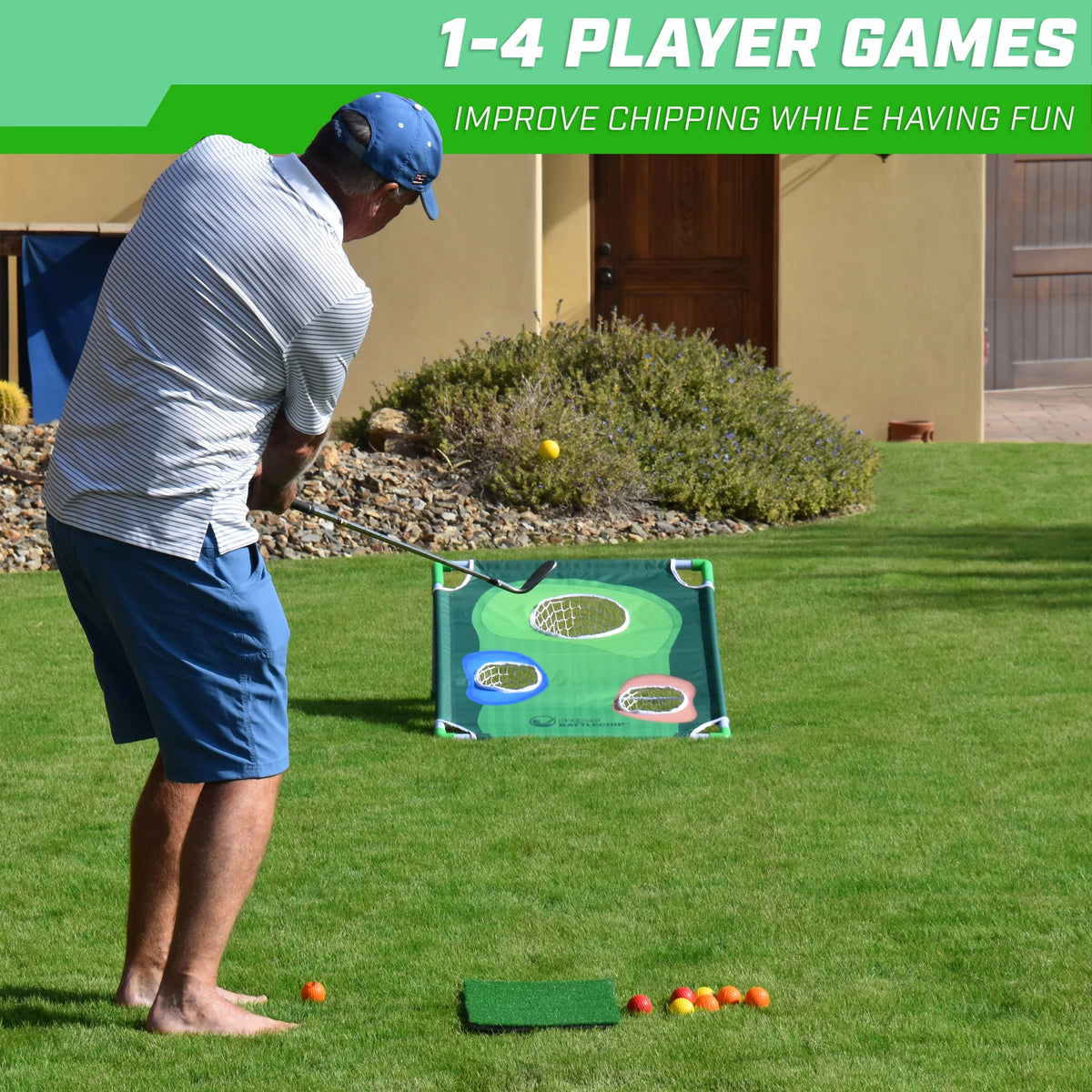 Backyard Golf Cornhole Game with Chipping Target, 16 Foam Balls, Hitting Mat and Carrying Case P258