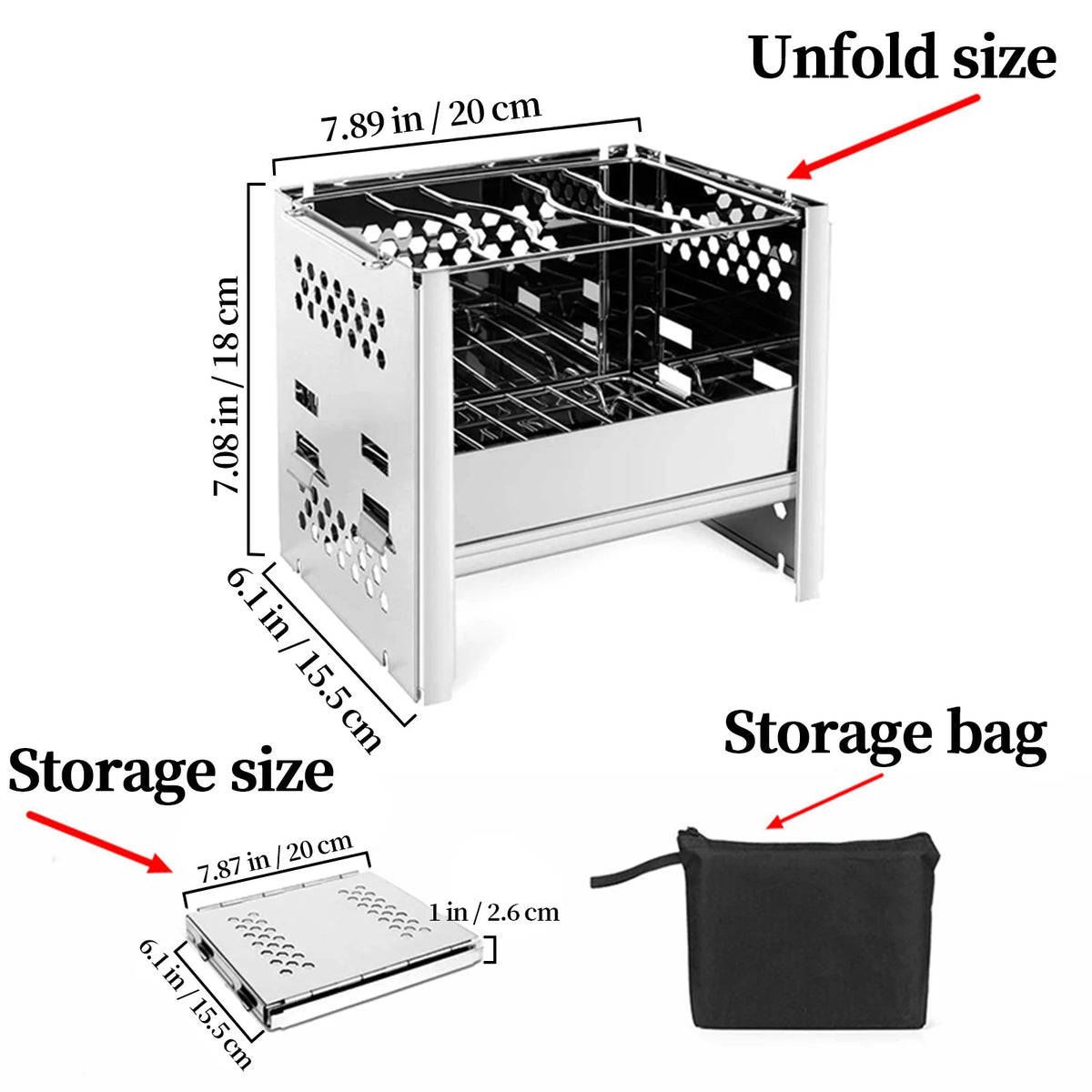 Folding Portable Charcoal Grill Stainless Steel Y1435