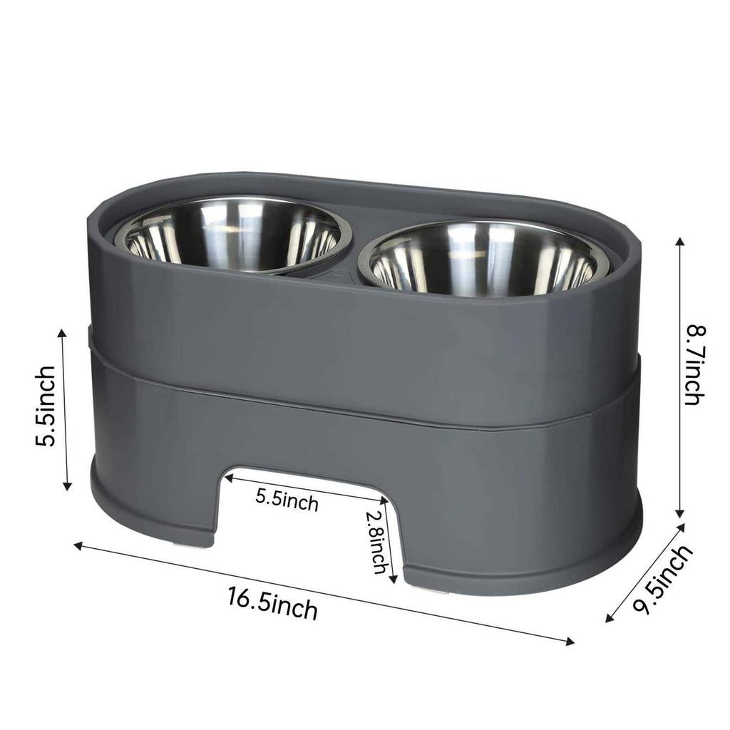 Raised Stainless Steel Dog Bowls Adjustable Double Bowl with Stand C540688