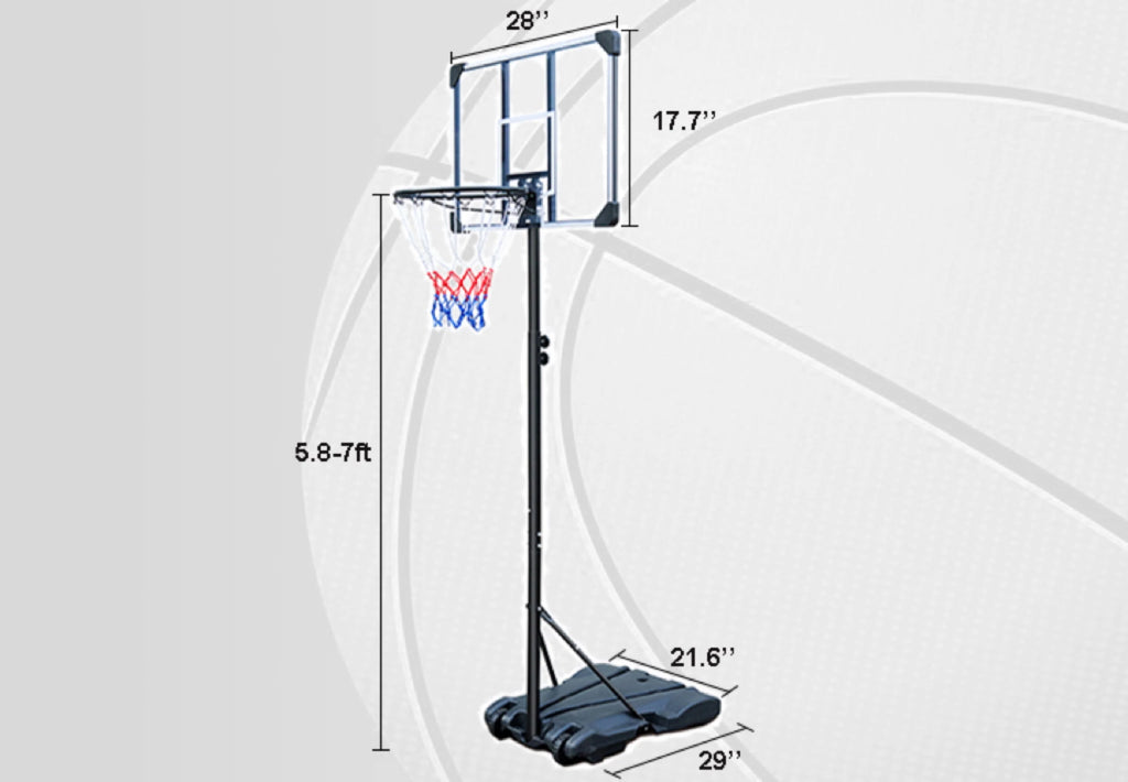 Portable Adjustable Basketball Hoop 5.8ft-7ft O134