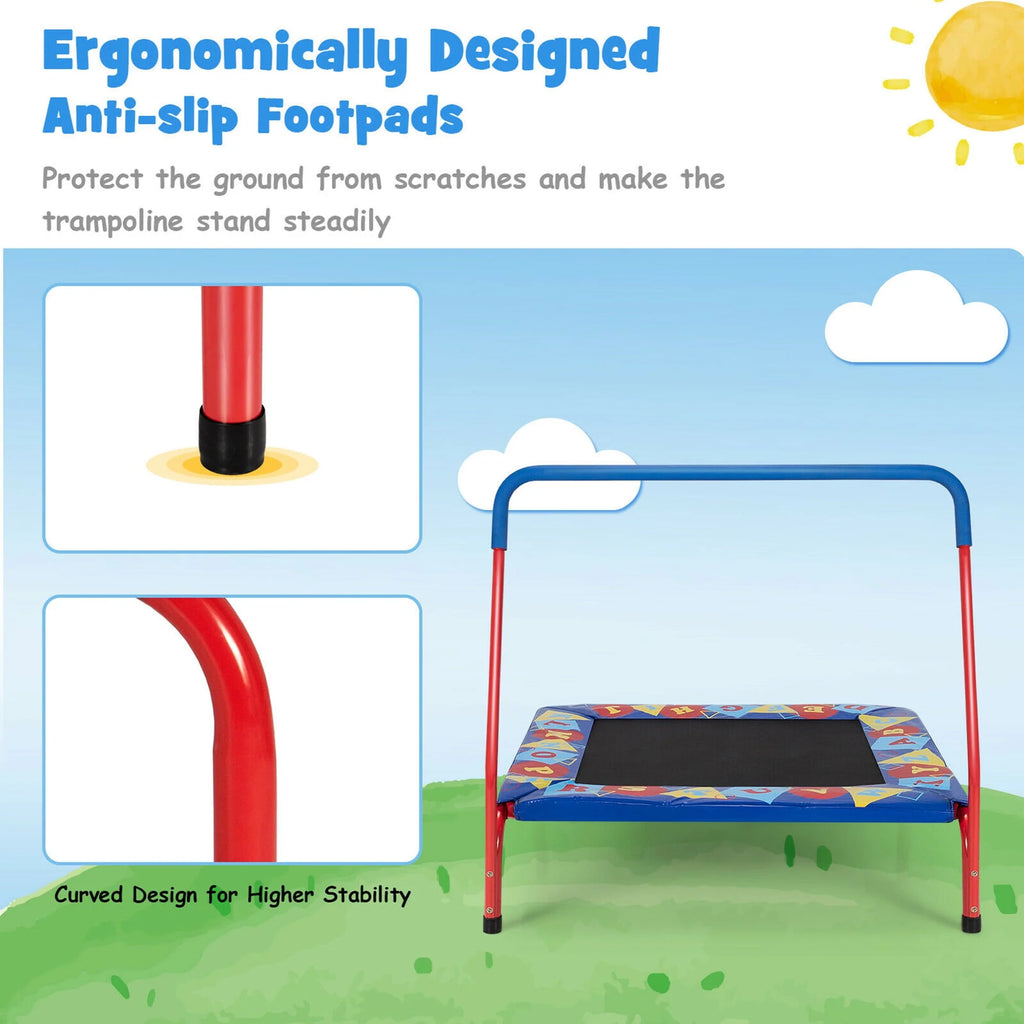 36'' Kids Square Trampoline with Foam Handrail C86932