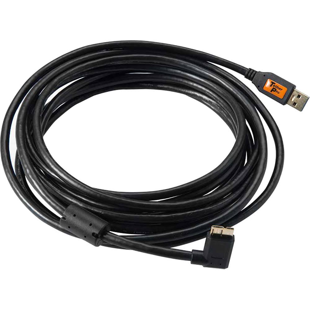 15' USB 3.0 A Male to Micro-USB Right-Angle Cable Black R9091