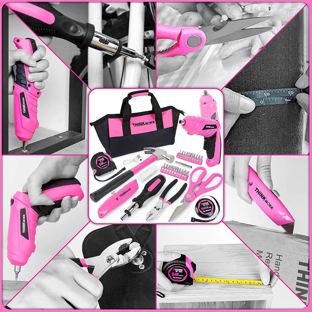 122-Piece Pink Tool Kit with 3.6V Electric Screwdriver R3170