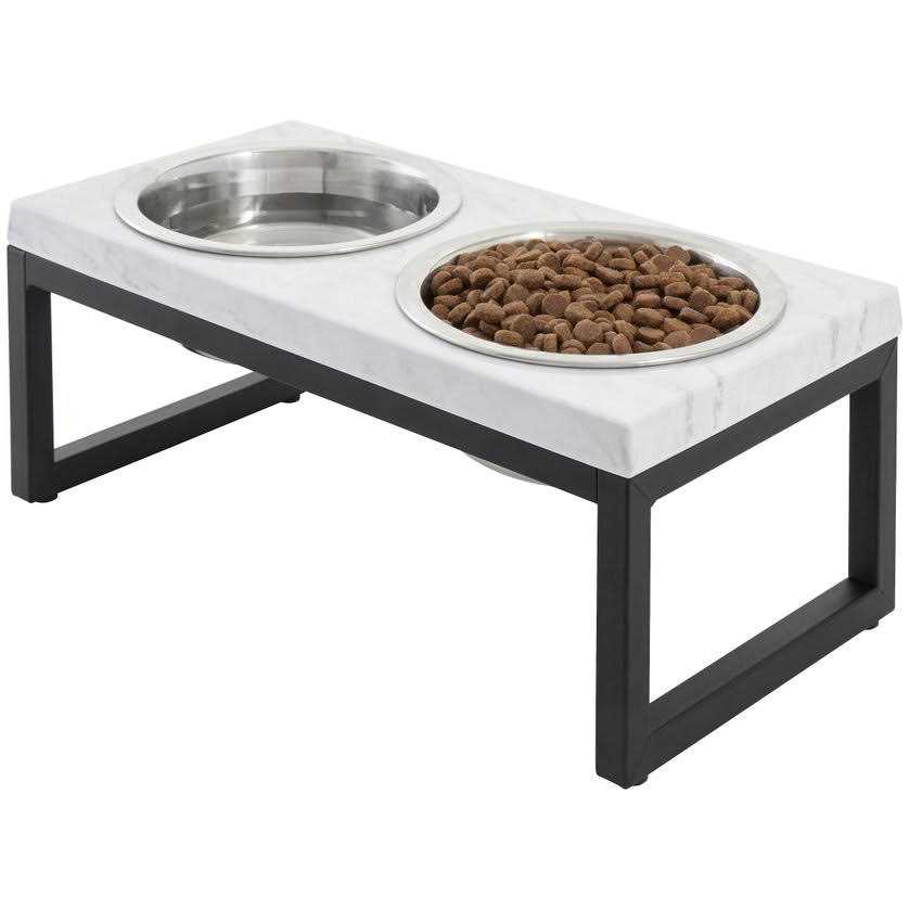 Marble Print Stainless Steel Elevated Dog Bowl H837