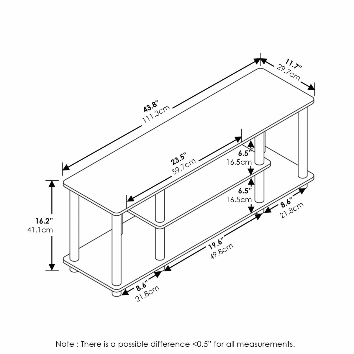 3-Tier Oak White TV Stands O652