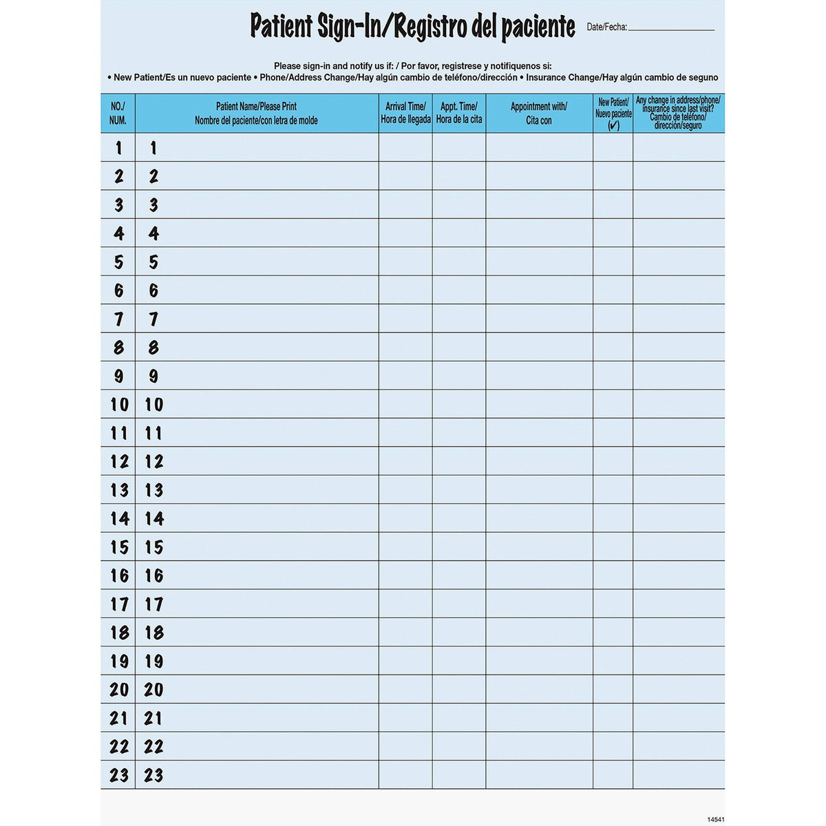 Blue Patient Sign-In Labels 125 Sheets/Pack P94115