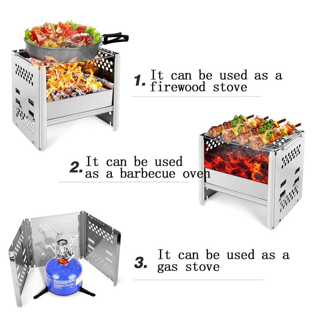 Folding Portable Charcoal Grill Stainless Steel Y1435