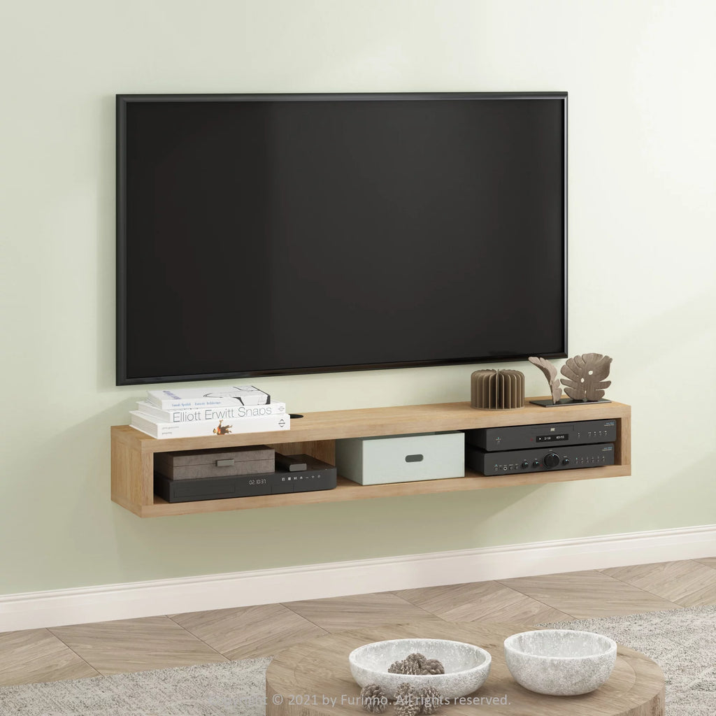 Wall Mounted Floating Media Console, 72 inch, Marcy Oak Q220