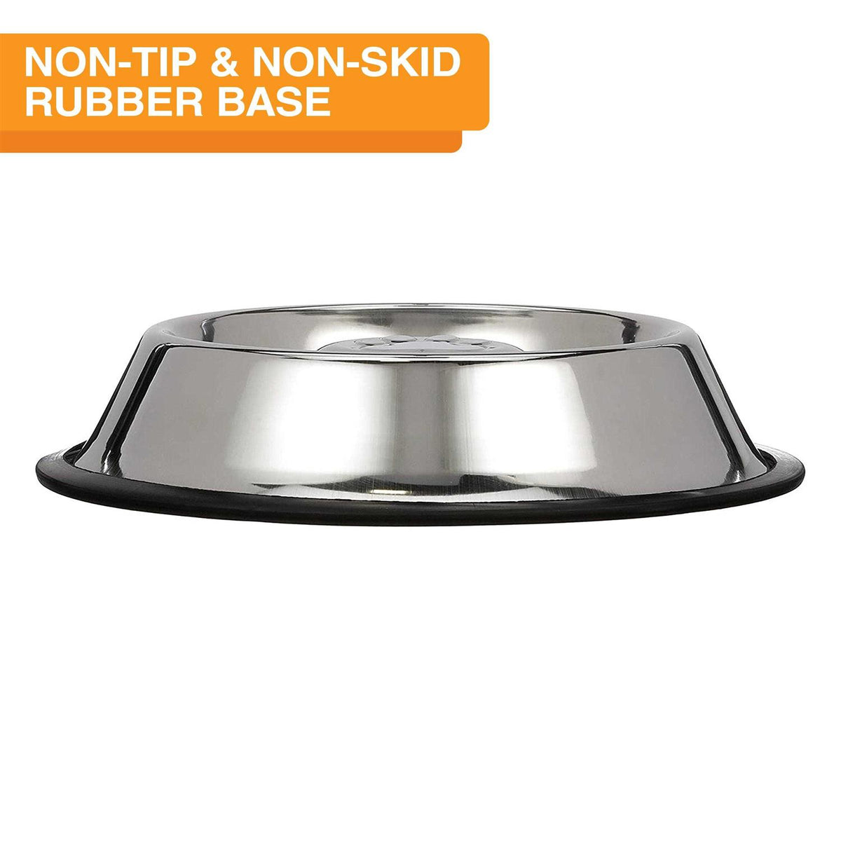 Stainless Steel Slow Feed Bowl Non-Tip & Non-Skid E3836