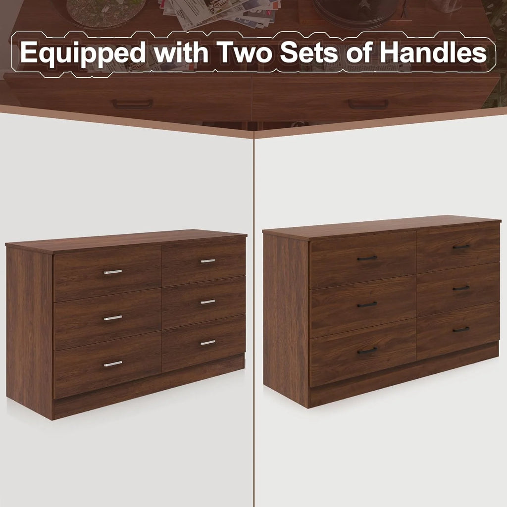 White 6 Drawer Wood Double Dresser N645