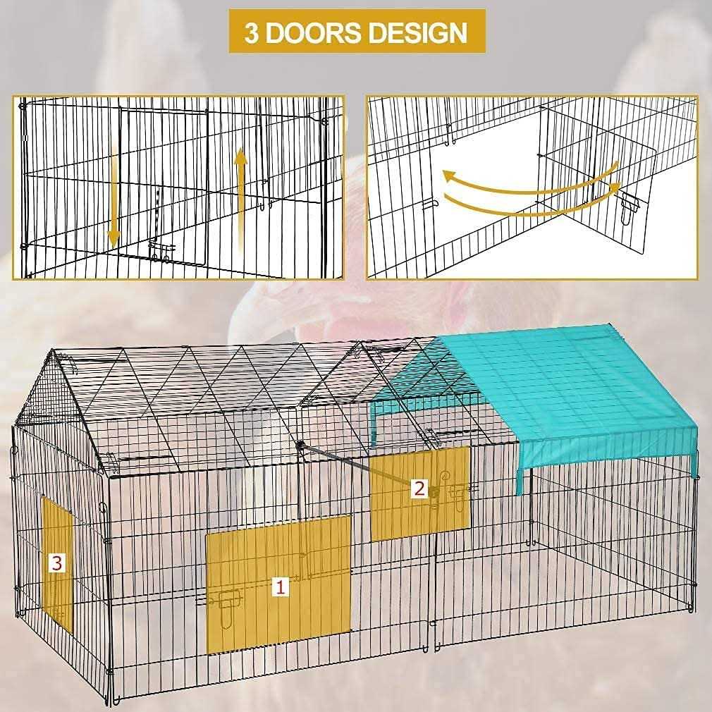 Large Metal Chicken Coop with Door & Cover N767823