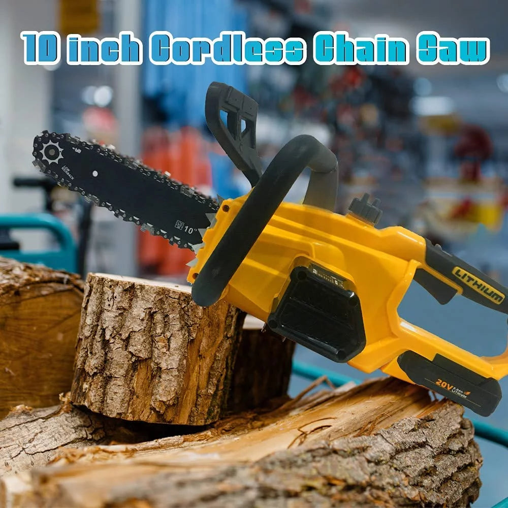 Cordless Chainsaw, 10-inch Brushless Chain Saw with 20V Rechargeable Batteries and Charger F847997