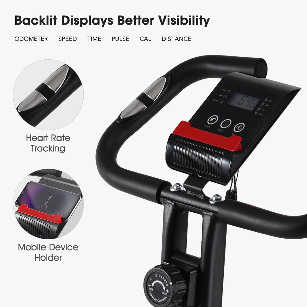 Folding Stationary Exercise Bike with LCD Monitor W307