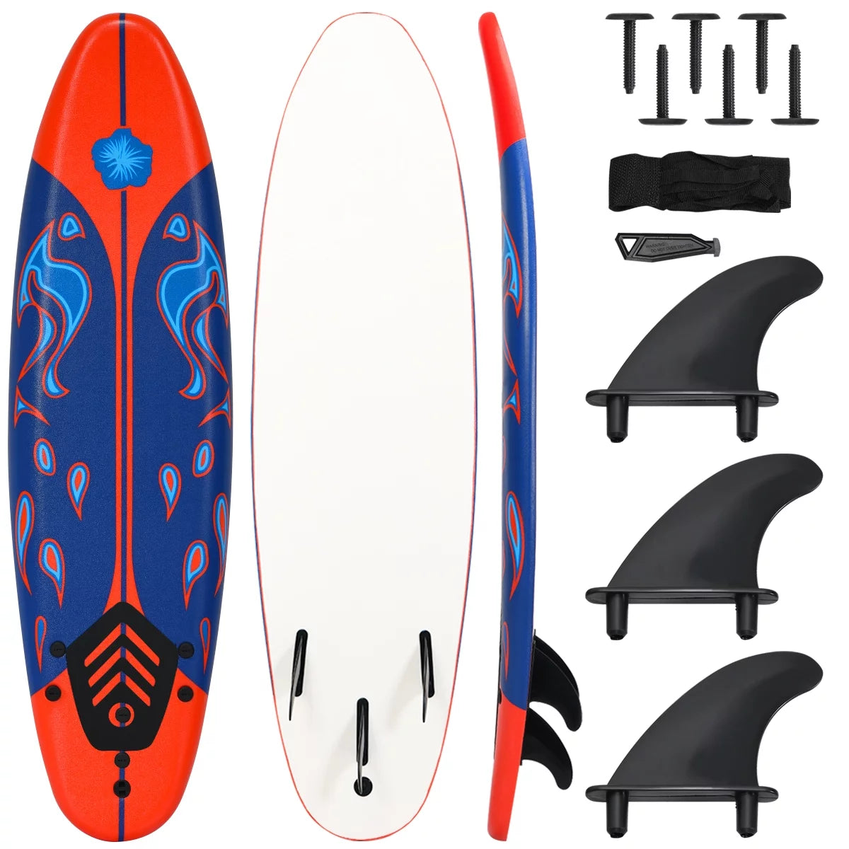 Inflatable Surfboard with Safety Leash White R1001