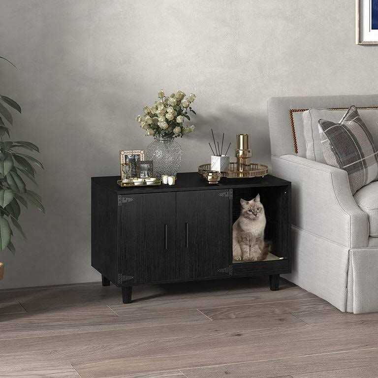 Modern Wood Pet Crate Cat Washroom Litter Box Enclosure O23085