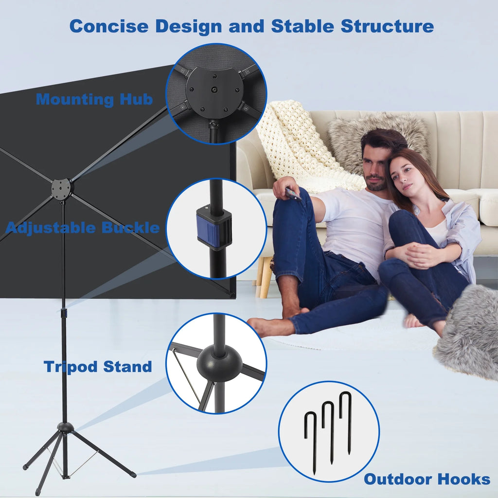 Portable Projector Screen with Stand, 80 Inch 16:9 Tripod Projection Screen P793983