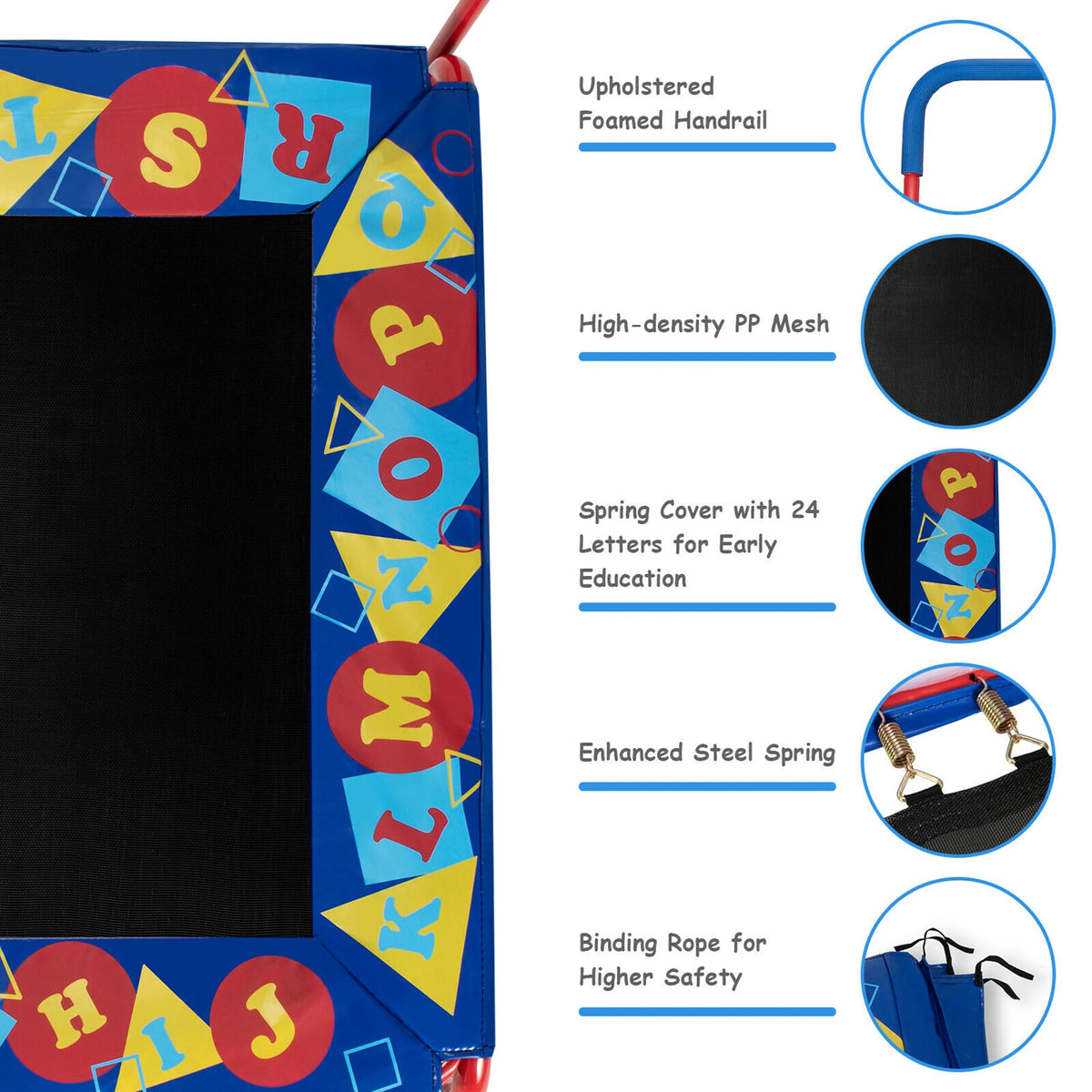 36'' Kids Square Trampoline with Foam Handrail C86932