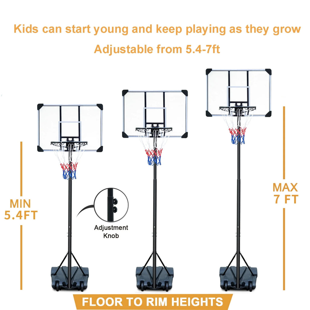 Portable Adjustable Basketball Hoop 5.8ft-7ft O134