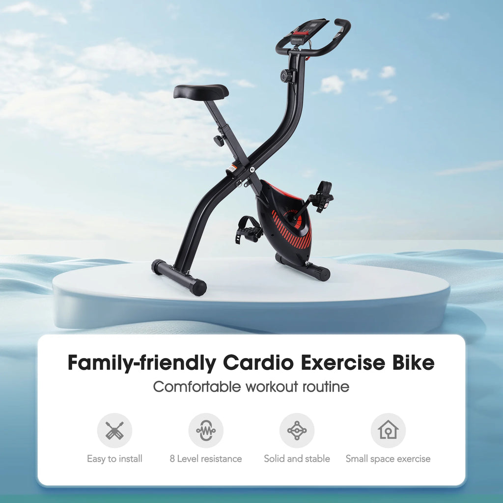 Folding Stationary Exercise Bike with LCD Monitor W307