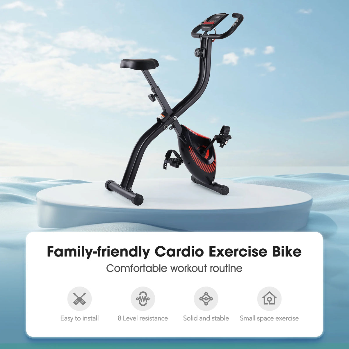 Folding Stationary Exercise Bike with LCD Monitor W307