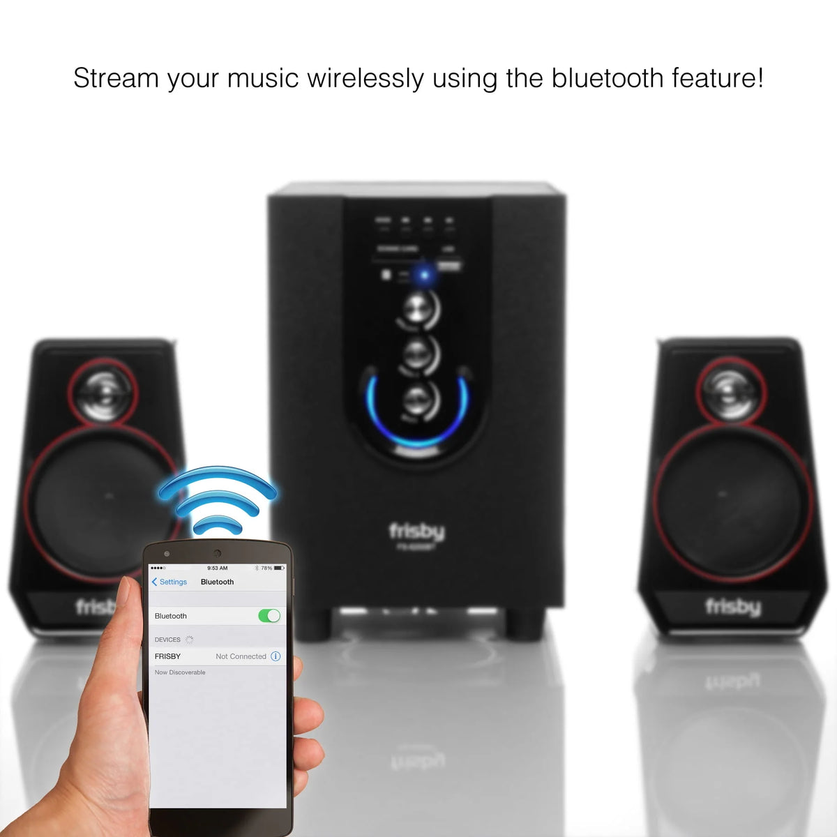 Bluetooth Wireless 2.1 CH Media Subwoofer Speaker System (3-Piece) O6790