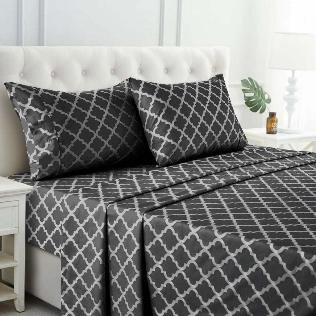 Queen Size 4 Piece Microfiber Deep Pocket Bed Sheets Set D532693